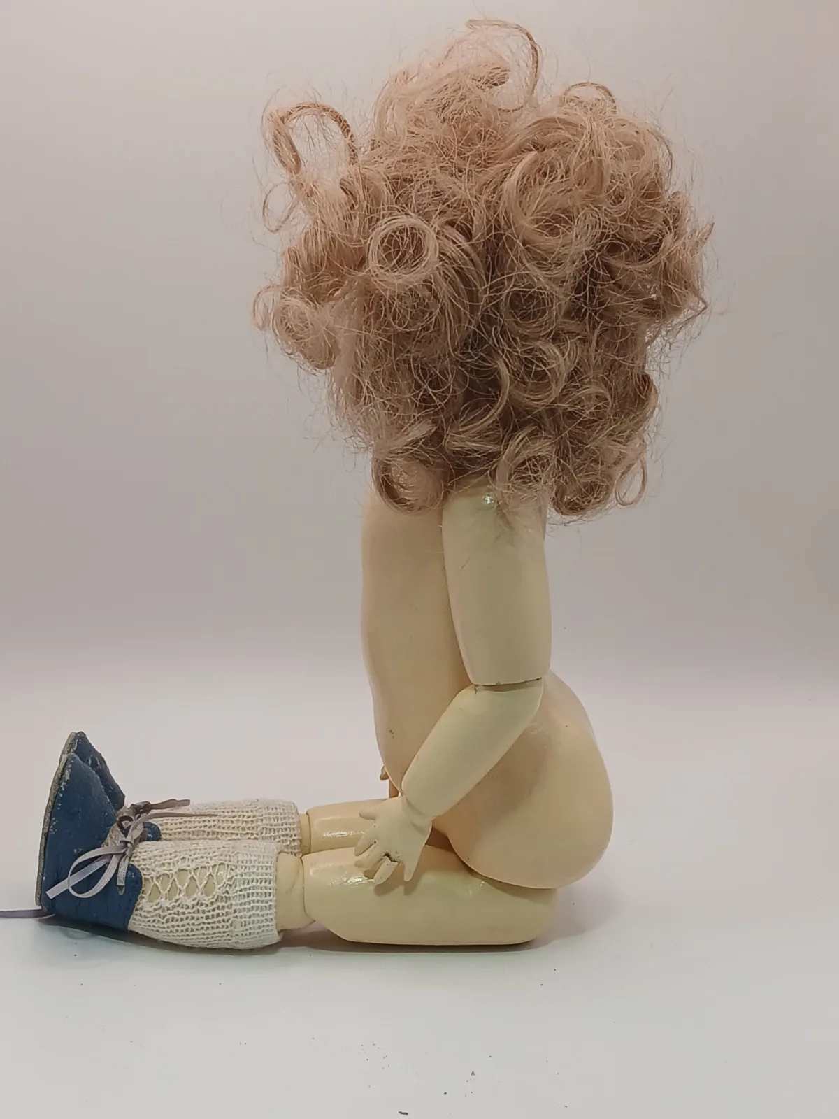 Kestner Style Doll JDK 217 Jointed Curly Hair Blue Eyes 34cm