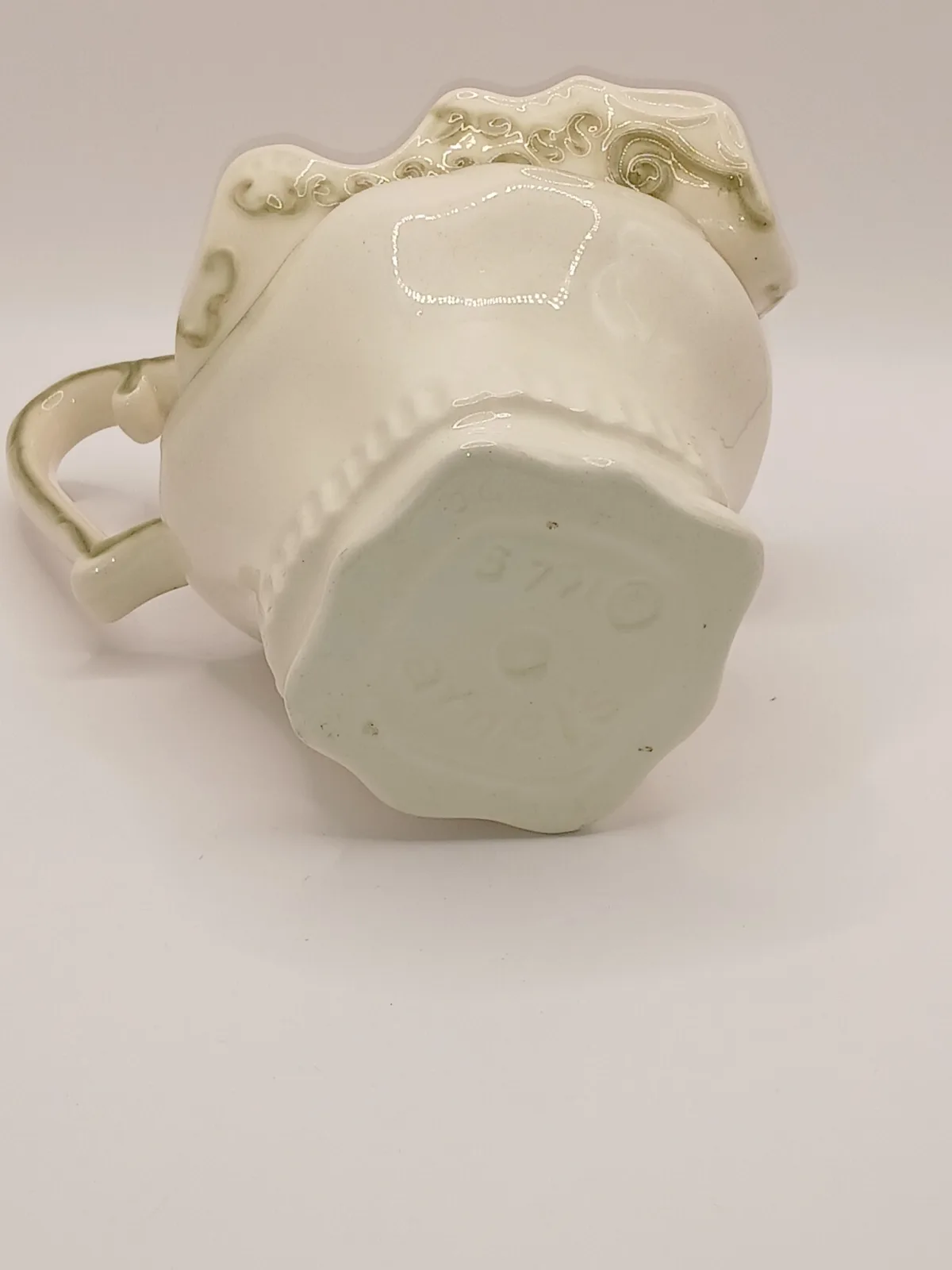 Arnells Jug and Bowl Set Cream Green Ceramic Wash Set 1970s